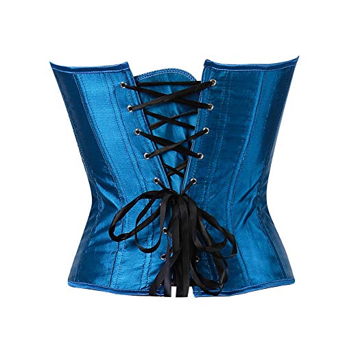 Corset Corsé Mujer Pavo Real Bordado Princesa Burlesque Overbust Corset Ropa De Plumas Góticas Body Shaper Bustier-2871Blue_3XL