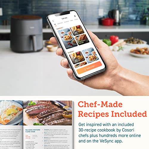 COSORI Freidora sin Aceite 4,7L, Freidora Aire Caliente con Tecnología Patentada Air Whisper para Silencio,Air Fryer con 100 Recetas en Español y 7 Programas,Pantalla LED Táctil