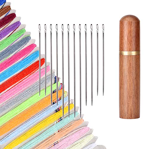 Cozywind kit de Agujas de Coser Facil de Enebrar, Agujas Coser a Mano 12pcs, Hilos de Coser de 21 Colores, Mini Estuche