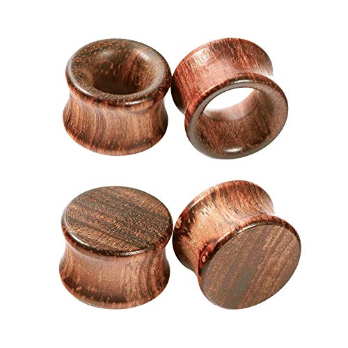 Crdifu 2 Pares Espansores de Túnnel de Madera Calibre Camilla de Oreja Conjunto Piercing Joyería(6-20mm)