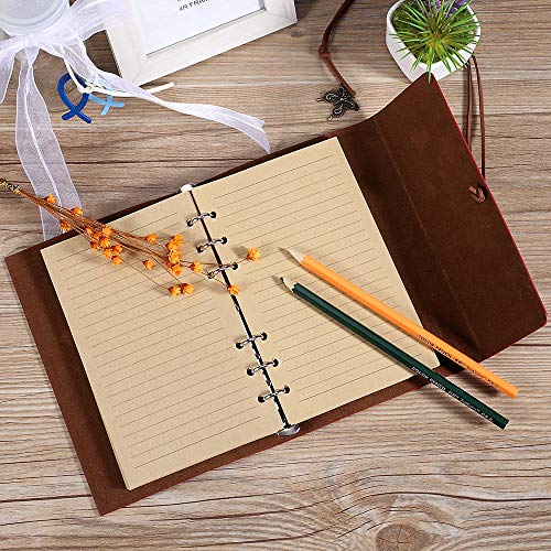 Cuaderno de piel sintética, con encuadernación en espiral, recargable, papel con renglones, con colgantes clásicos en relieve, cuaderno de viaje,tamaño A6, 18,5 x 13 cm, color frambuesa