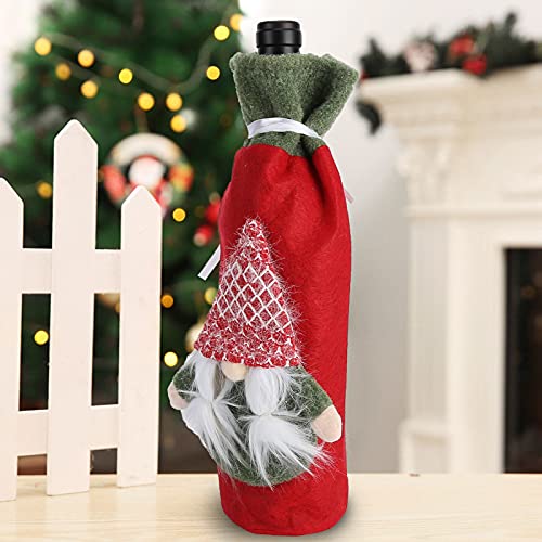 Cubierta De La Manga De La Botella De Vacaciones, Se Puede Reutilizar Muchas Veces Cubierta De La Botella De Vino De Navidad Material De Pelusa De Calidad Para Hogares Cafés Vestíbulos De(Trenzas)