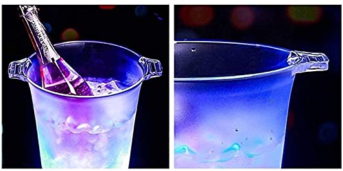Cubo de hielo con pinzas de hielo LED LED Luminoso Cerveza aislada Champagne Barra de cucharón KTV Suministros Conjunto de vinos, con asa, Adecuado