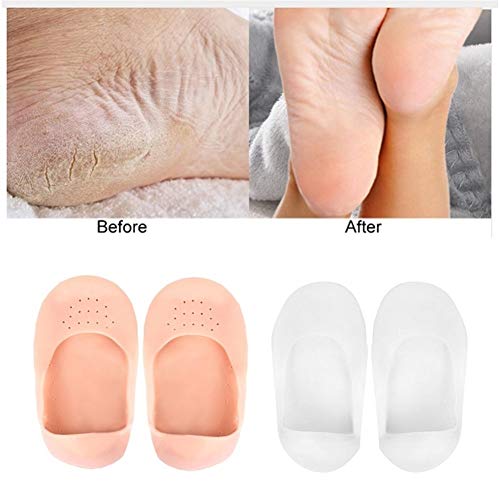 Cuidado de los pies de las plantillas, a prueba de humedad Calcetines de silicona, prevenir las grietas del talón y callosidades, pedicura y for blanquear los calcetines Spa, yoga y danza Práctica dep