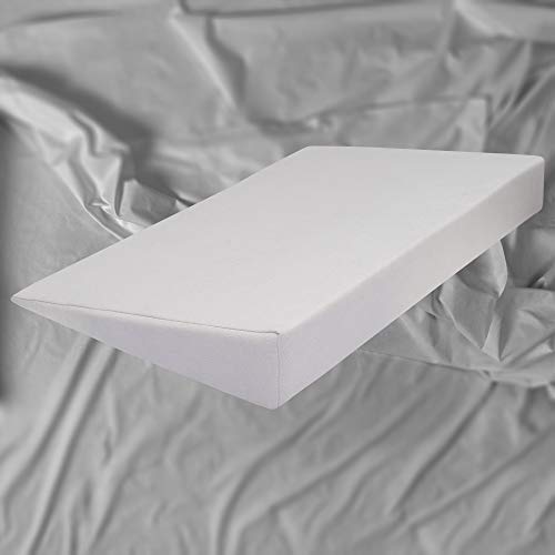 Cuña de Cama Ortopédica + Almohada anti-estrés! Cojín de Respaldo para Cama/Bucco/Sofa - Almohada de Elevación 90 x 60 cm; altura 12 cm (blanco)