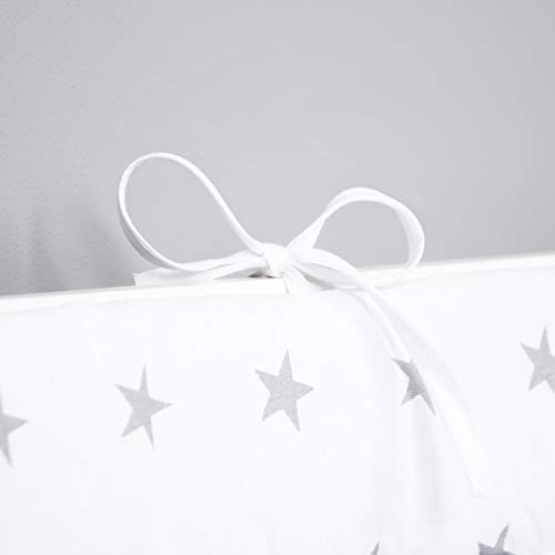 Cuna Nest – Protector de cabeza cuna 420 x 30 cm, 360 x 30 cm, 180 x 30 cm Cama Cuna Baby Protector de bordes cama Equipamiento estrellas blanco (A3) Talla:420x30cm