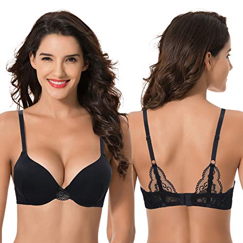 Curve Muse Mujer Tallas Grandes Hacer Subir Añadir 1 Taza Sujetador de Camiseta con Forma Aros-Paquete de 2-Negro, DESNUDO-100E