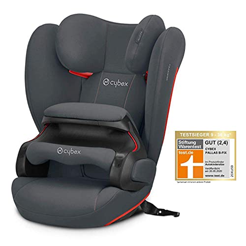 CYBEX Silver Silla de coche Pallas B-Fix, Para coches con y sin ISOFIX, Grupo 1/2/3 (9-36 kg), Desde aproximadamente 9 meses hasta 12 años, Gris (Steel Grey)