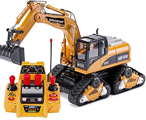 CYLYFFSFC Versión De Aleación De 12 Canales Del Juguete De La Excavadora De Orugas Con Control Remoto Hacia Adelante Y Hacia Atrás, Girar A La Izquierda Y A La Derecha, Luz Colorida Y Música, Brazo Me