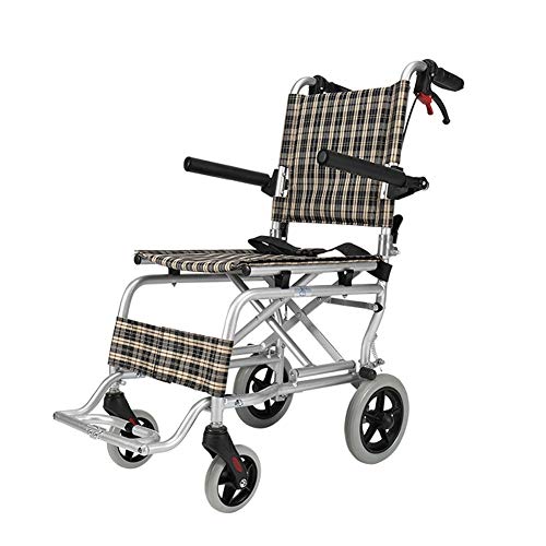 D-Q Ultra Ligera Silla de Ruedas Silla de Ruedas Plegable con los Frenos Sistema de Bloqueo y 7 kg Sólo for Mayores usuarios discapacitados de Movilidad (Color : Orange, Size : S)