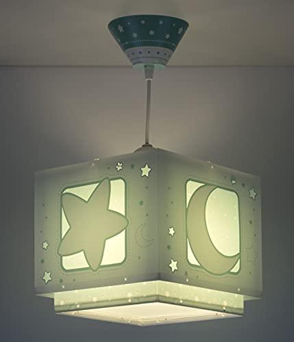 Dalber Moon Light Lámpara de Techo Infantil Luna y Estrellas Moonlight Verde