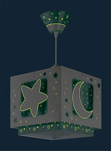 Dalber Moon Light Lámpara de Techo Infantil Luna y Estrellas Moonlight Verde