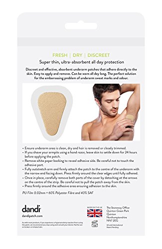 dandi® Parche desodorante alternativo antisudor, paquete de 10 unidades para hombre.