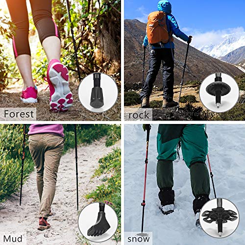 DASIAUTOEM Bastones de Trekking, Bastón de Senderismo Plegable 35-135cm Bastones Trail Running Ajustable de Aluminio Palillo de Escalada Ultraligero para Trekking Camping Montañismo Mochilero