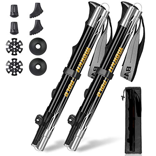 DASIAUTOEM Bastones de Trekking, Bastón de Senderismo Plegable 35-135cm Bastones Trail Running Ajustable de Aluminio Palillo de Escalada Ultraligero para Trekking Camping Montañismo Mochilero
