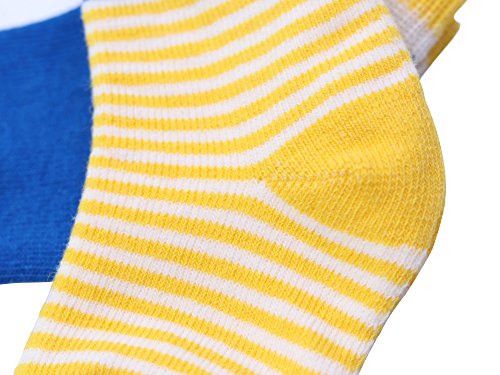DEBAIJIA 4 Pares Bebé Calcetines Algodón 0-6 Meses Respirable Calcetin Para Niños Niñas Cómodo Absorber el Sudor Suelta Plana Azul