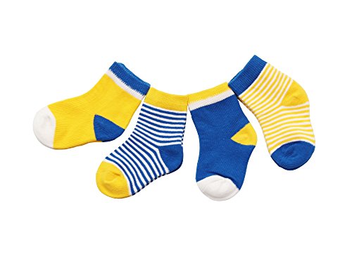 DEBAIJIA 4 Pares Bebé Calcetines Algodón 0-6 Meses Respirable Calcetin Para Niños Niñas Cómodo Absorber el Sudor Suelta Plana Azul