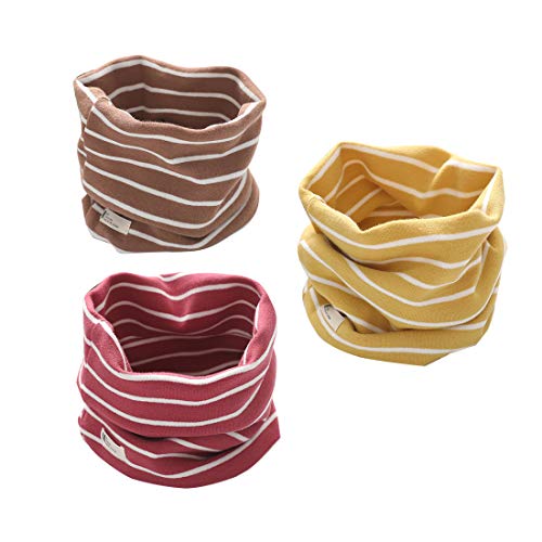 DEBAIJIA Bufanda Niños Calentadora De Cuello CollarDel Bebé O Ring PañUelo De Patrón AlgodóN De Anillo Redondo Bufandas 3pcs para0-8 años Niñas Viajar al aire libre el Otoño Invierno 40 * 20cm
