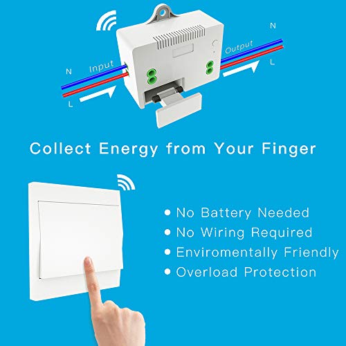 Dec-deal Interruptor de Luz inalámbrico de 110-230V y Kit de Receptor Interruptor Autoalimentado Accesorio de Iluminación de Control Remoto