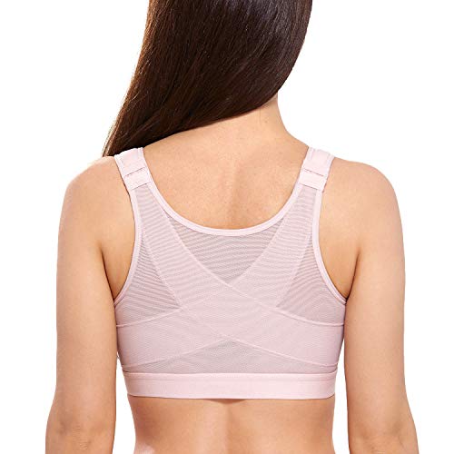 DELIMIRA - Sujetador Corrector de Postura con Soporte de Espalda en X para Mujer Rosa Desnuda 90G