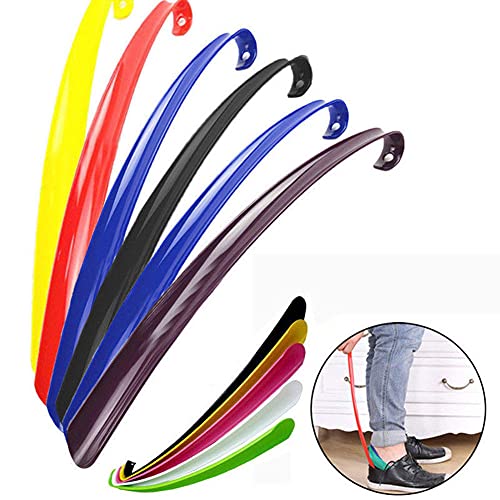 Delisouls Cuerno de plástico para zapatos, mango largo de alta calidad, duradero para calzador, ligero, portátil para el hogar, hotel, color aleatorio