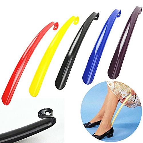 Delisouls Cuerno de plástico para zapatos, mango largo de alta calidad, duradero para calzador, ligero, portátil para el hogar, hotel, color aleatorio