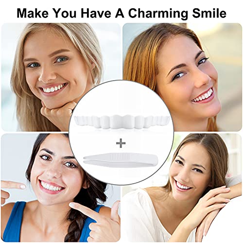 Dentaduras Postizas Instantáneas Dentadura Serrada de Sonrisa para Dientes Falsos Dientes Postizos con Mini Pinzas para Hombre y Mujer (5 Piezas)