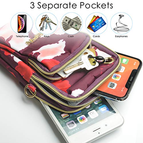 Deportes Brazalete Aire Libre Prueba Sudor Corriente Hombro Cruzado Casual Monedero Gimnasio Bolsa teléfono Celular Titular Llave para iPhone XS MAX/XR, Galaxy S10 Plus, Huawei P30 Pro (Flor#7)