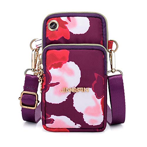 Deportes Brazalete Aire Libre Prueba Sudor Corriente Hombro Cruzado Casual Monedero Gimnasio Bolsa teléfono Celular Titular Llave para iPhone XS MAX/XR, Galaxy S10 Plus, Huawei P30 Pro (Flor#7)