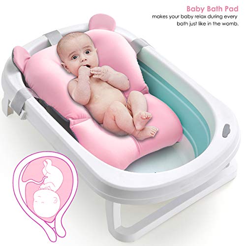 DERCLIVE Cojín de baño de bebé cojín de bañera infantil asiento recién nacido antideslizante almohadilla de bañera para baby shower