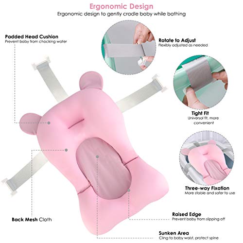 DERCLIVE Cojín de baño de bebé cojín de bañera infantil asiento recién nacido antideslizante almohadilla de bañera para baby shower