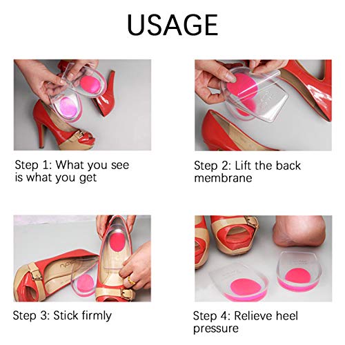 Deror Copas de Gel de Silicona para el talón, Inserciones de Zapatos para Fascitis Plantar, talón dolorido, espolón óseo y Protectores para aliviar el Dolor de Aquiles