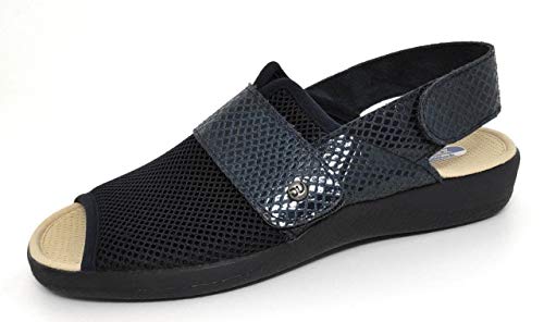 Devalverde 170 - Zapatilla de Calle para Señora Mayor Flexibles y Cómodas | Pies Delicados (Azul, 39)