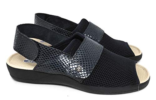 Devalverde 170 - Zapatilla de Calle para Señora Mayor Flexibles y Cómodas | Pies Delicados (Azul, 39)