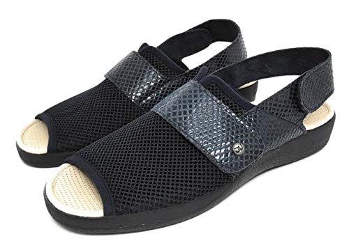 Devalverde 170 - Zapatilla de Calle para Señora Mayor Flexibles y Cómodas | Pies Delicados (Azul, 39)