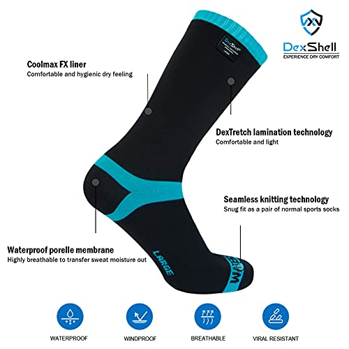 Dexshell CoolVent - Calcetines impermeables de media pantorrilla, mujer, aguamarina, large
