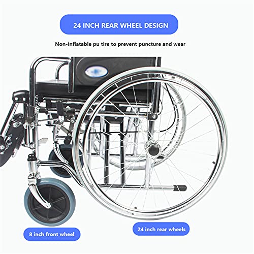 DFYR Silla de Ruedas Autopropulsada Plegable con Inodoro, Carrito Multifuncional para Ancianos, Ruedas de 24 Pulgadas Silla de Ruedas de Transporte de Acero Adecuada para Ancianos y Discapacitados