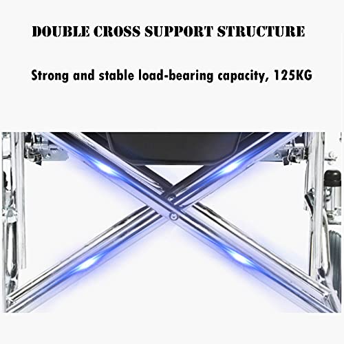 DFYR Silla de Ruedas Autopropulsada Plegable con Inodoro, Carrito Multifuncional para Ancianos, Ruedas de 24 Pulgadas Silla de Ruedas de Transporte de Acero Adecuada para Ancianos y Discapacitados