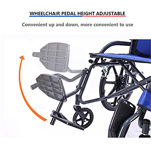 DFYR Silla de Ruedas Ligera, Fácil y Plegable, con Reposabrazos Móvil, Ruedas de 16/20 Pulgadas, Silla de Ruedas Ajustable Multifuncional, Adecuada para el Transporte, Sillas de Ruedas para Ancianos