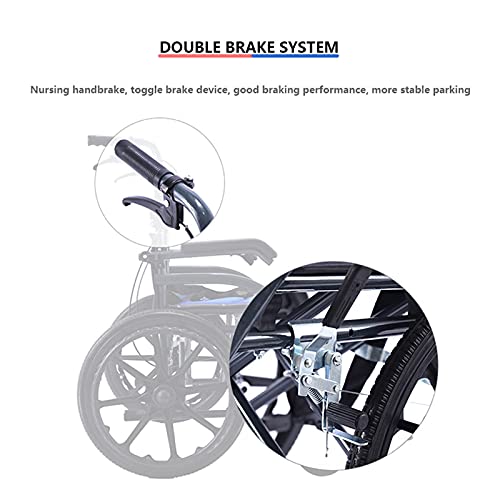 DFYR Silla de Ruedas Ligera, Fácil y Plegable, con Reposabrazos Móvil, Ruedas de 16/20 Pulgadas, Silla de Ruedas Ajustable Multifuncional, Adecuada para el Transporte, Sillas de Ruedas para Ancianos
