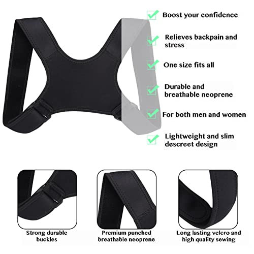 DHDHWL Corrector Postura Corrector de Postura Ajustable Atrás Fractura Soporte Hombres/Mujeres Atrás Clavícula Piel de clavícula Corrección de Hombro Correa de Apoyo (Color : Negro)