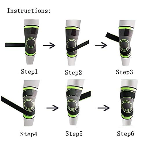 DHER Flexible Transpirable Protege la Rodilla Protege la Rodilla al Aire Libre Movimiento Rodillera de compresión para Crossfit Correr ligamentos Movimiento Un Paquete de Dos Rodilleras Verdes (3XL)