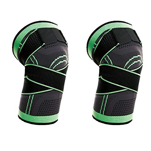 DHER Flexible Transpirable Protege la Rodilla Protege la Rodilla al Aire Libre Movimiento Rodillera de compresión para Crossfit Correr ligamentos Movimiento Un Paquete de Dos Rodilleras Verdes (3XL)