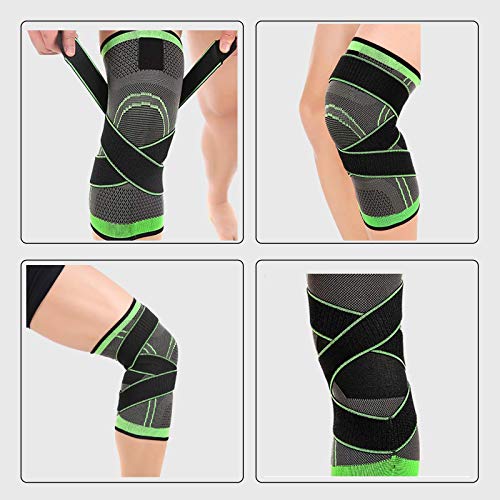DHER Flexible Transpirable Protege la Rodilla Protege la Rodilla al Aire Libre Movimiento Rodillera de compresión para Crossfit Correr ligamentos Movimiento Un Paquete de Dos Rodilleras Verdes (3XL)