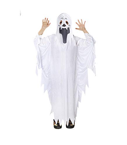 Disfraz de fantasma blanca para adulto o niño, con capucha, con máscara, vestido de cosplay, diablo, sombrero aterrador, abrigo de disfraz, zombie Taille Adulte 150