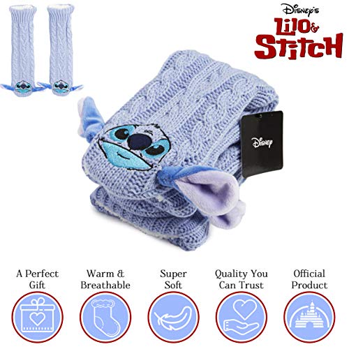 Disney Calcetines Antideslizantes Invierno Mujer Con Personajes Disney, Zapatillas de Punto Interior Forro Polar Para Estar Por Casa, Regalos Mujer(Morado)