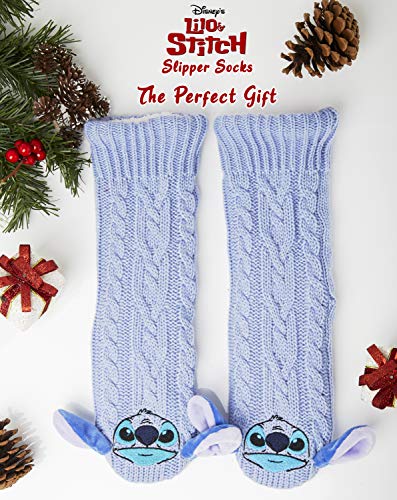 Disney Calcetines Antideslizantes Invierno Mujer Con Personajes Disney, Zapatillas de Punto Interior Forro Polar Para Estar Por Casa, Regalos Mujer(Morado)