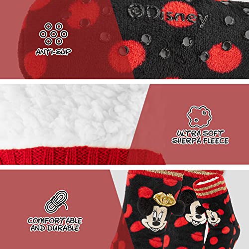 Disney Calcetines Antideslizantes Mujer Talla 35-39, Calcetines Mujer Invierno 3D con Minnie y Mickey Mouse, Regalos Para Mujer y Adolescentes