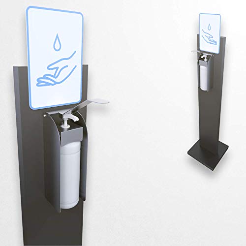 Dispensador de Desinfectante de Manos, Estación de Higiene Accionada con El Codo, Soporte de Solo con dispensador de Guantes e Gel para la Entrada de Oficinas, Hoteles y Tiendas Minoristas por Klemp