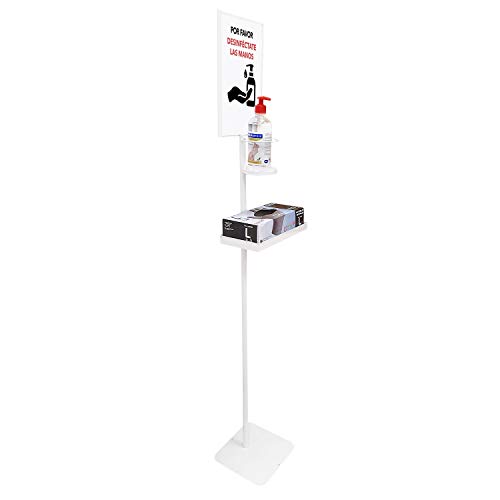 Dispensador de Pie Gel Hidroalcohólico Desinfectante de Manos para Comercios y Oficinas. 146cm. Incluye Cartela A4 y Bandeja Goteo. Dispensador de Gel Desinfectante Fabricado en España
